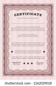 Red Certificate template. With guilloche pattern and background. Customizable, Easy to edit and change colors. Sophisticated design. 