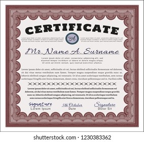 Red Certificate template. Modern design. Customizable, Easy to edit and change colors. With great quality guilloche pattern. 