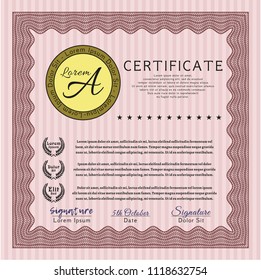 Red Certificate template. Money Pattern design. With great quality guilloche pattern. Detailed. 