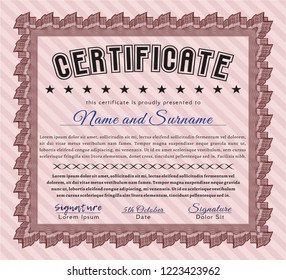 Red Certificate template. Money Pattern design. With guilloche pattern. Vector illustration. 