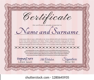 Red Certificate template. Money Pattern. With great quality guilloche pattern. Vector illustration. 