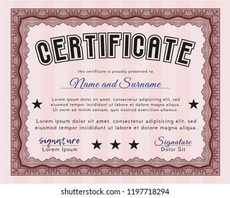 Red Certificate template. Money style design. Customizable, Easy to edit and change colors. Complex background. 
