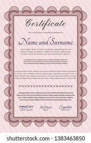 Red Certificate template. Money style design. Detailed. Complex background. 