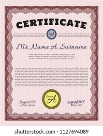 Red Certificate template. Perfect design. With complex background. Customizable, Easy to edit and change colors. 