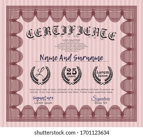 Plantilla de certificado rojo. Diseño perfecto. Ilustración vectorial. Con un patrón de guilloche de gran calidad. 