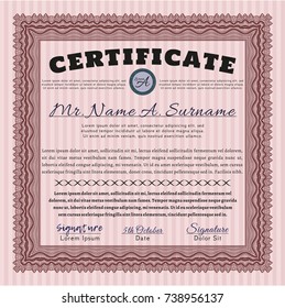Red Certificate template. Superior design. With great quality guilloche pattern. Customizable, Easy to edit and change colors. 