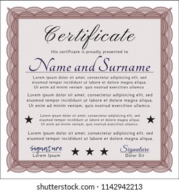 Red Certificate template. Vector illustration. With quality background. Excellent design. 