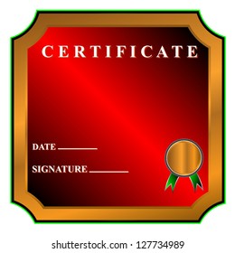 The red certificate in unique style on a white background