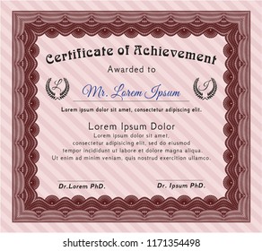 Red Certificate. Vector illustration. With complex linear background. Nice design. 