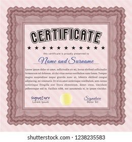 Red Certificate. Vector illustration. Printer friendly. Elegant design. 