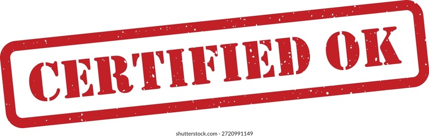 Sello de OK certificado rojo sobre fondo blanco