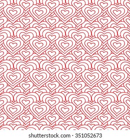 Red chain of hearts vector seamless pattern