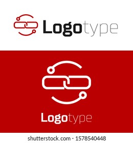 Red Chain link line icon isolated on white background. Link single. Logo design template element. Vector Illustration