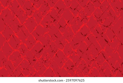 Red Chain Link Texture Vector: Distressed Pattern, Bright Red Background, Bold Texture, Worn Effect, Diagonal Grid, Rough Surface, Weathered Look, Textured Background, Dark Red Speckles.
