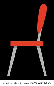 ilustración vectorial de vista lateral de silla roja