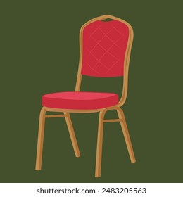 Red chair for sit down. Chinese Tea house style chair. Restaurant elements.