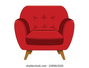 Red chair in vector isolated on white