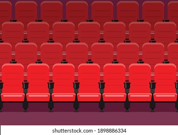 Red chairs in movie theater. vector illustration 