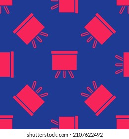 Icono del tablero rojo aislado sin fisuras en fondo azul. Cartel de la pizarra escolar.  Vector