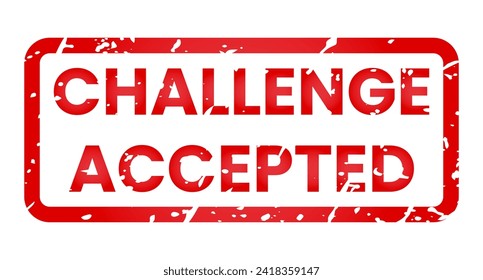 Red Challenge Akzeptierte einzelne Stempelaufkleber mit farbiger Vektorgrafik