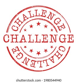 Red Challenge Stamp Round  Vector. Icon Postmark Retro Style Rubber.  Vintage Style Old grunge Badge.