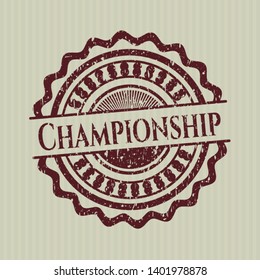 Red Championship distress rubber seal with grunge texture