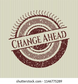 Red Change Ahead distressed rubber stamp with grunge texture