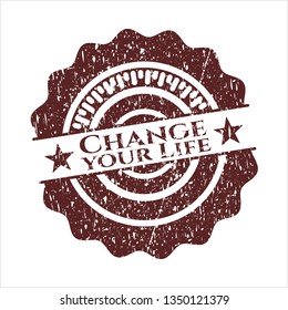 Red Change your Life distress rubber texture