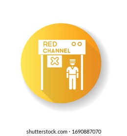 Red channel yellow flat design long shadow glyph icon. Boarding passage closed. Prohibited entrance to airplane departure. Security control before transit. Silhouette RGB color illustration