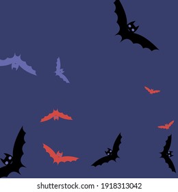 Red Chaos Attack Motion Print Bats Vector Design Pic. Pink Spooky Gothic Retro Background. Scary Night Eyes Sky Halloween Modern Design. Creepy Colorful Black Purple Flying Bats Art Pattern.