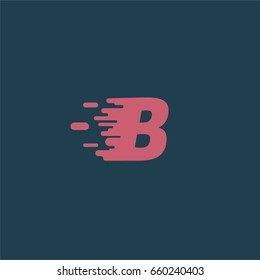 Red character 'B' with speed effect from a typeface, vector illustration