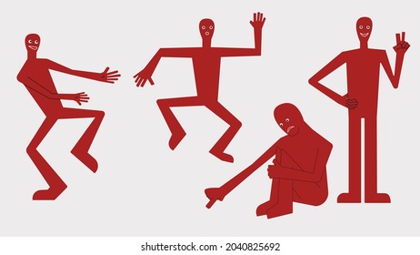 gesto de diseño plano de carácter rojo representa la ilustración