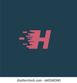 Red character 'H' with speed effect from a typeface, vector illustration