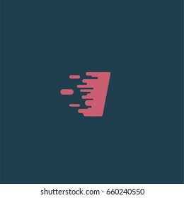 Red character 'I' with speed effect from a typeface, vector illustration