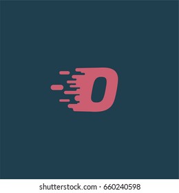 Red character 'O' with speed effect from a typeface, vector illustration