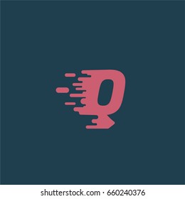 Red character 'Q' with speed effect from a typeface, vector illustration