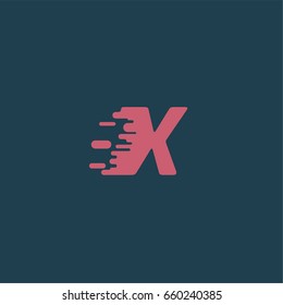Red character 'X' with speed effect from a typeface, vector illustration