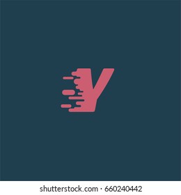 Red character 'Y' with speed effect from a typeface, vector illustration