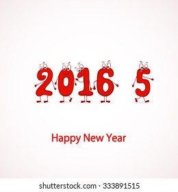 Red characters numbers, Happy New Year 2016, illustration.