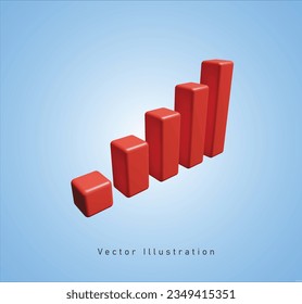 red chart in 3d vector illustration