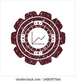 Red chart icon inside distress rubber texture