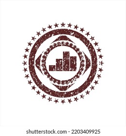Rotes Diagramm Icon in Not Gummi Stempel. 