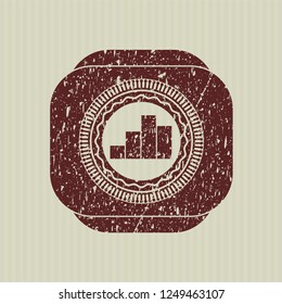 Red chart icon inside distressed rubber grunge seal