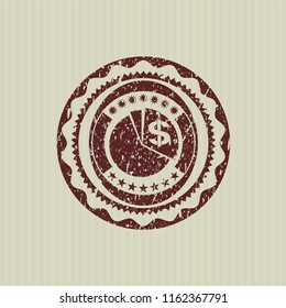 Red chart icon inside rubber seal