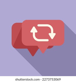 Red chart repost icon flat vector. Repost graphic. Data document
