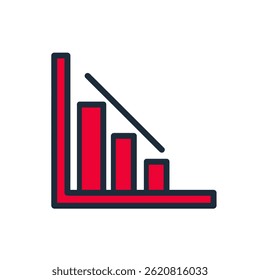 Red chart shows downward trend data graphic