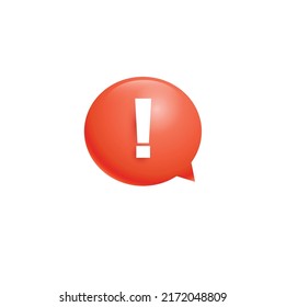 Rote Chatblase mit weißem Ausrufezeichen. Warnhinweis Symbol-Design. Vektorgrafik.