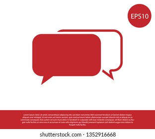 Red Chat icon isolated on white background. Speech bubbles symbol. Vector Illustration
