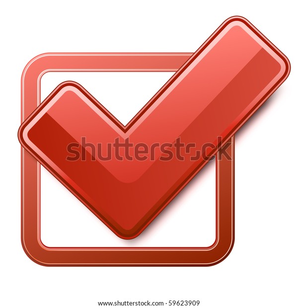 Red Check Box Check Mark Stock Vector (Royalty Free) 59623909