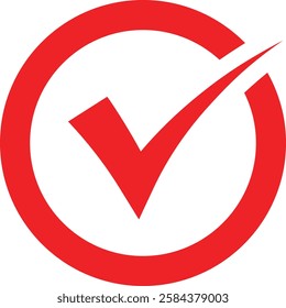 red check mark in the circle without background. red check mark icon. Red check mark, check mark icon vector